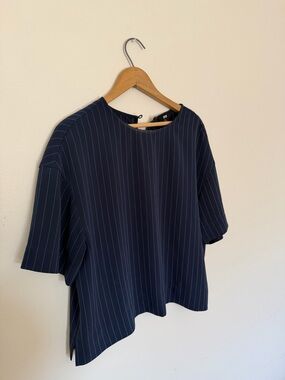 Navy Pinstripe Boxy Two Piece Set